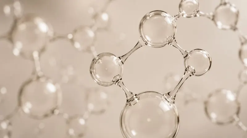 Glass molecular structure model on a neutral background