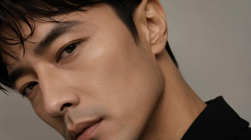 Close-up of a man’s face and skin