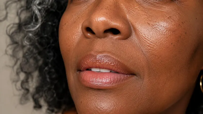 Close-up of a woman’s lips and natural skin texture